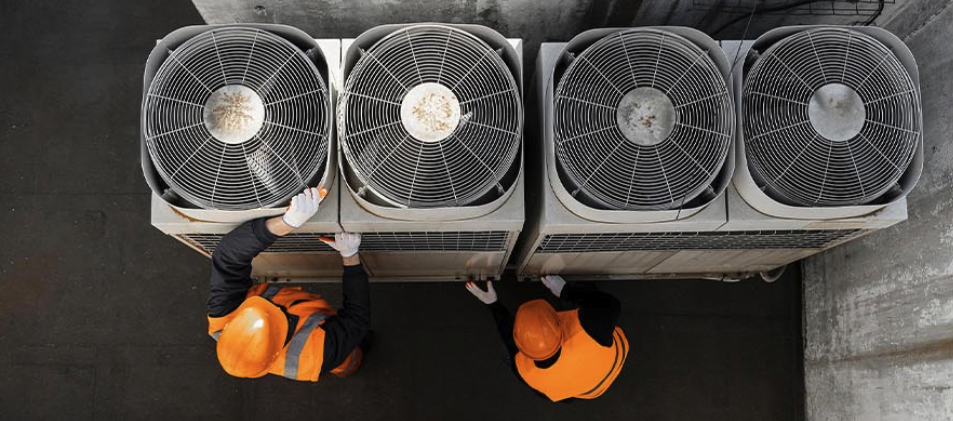 operadores retirando aires acondicionados