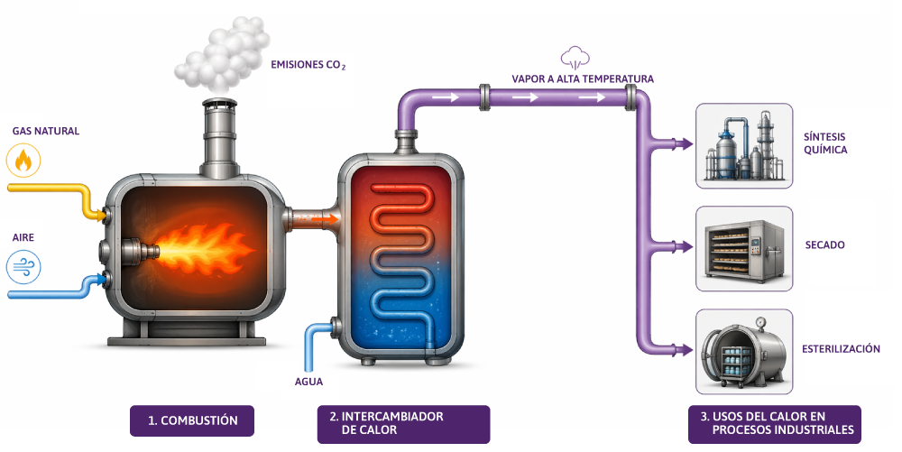 OBTENCIÓN DE CALOR PARA LA INDUSTRIA NO SOSTENIBLE
