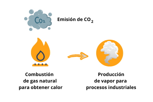 producción vapor industrial a través de la combustión de gas natural