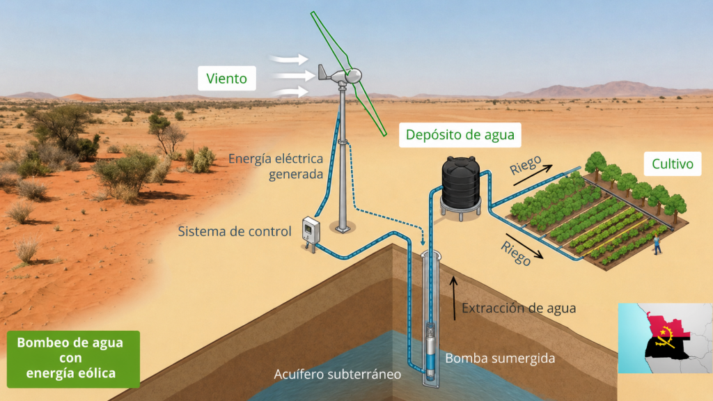 esquema extracción agua con energía eólica